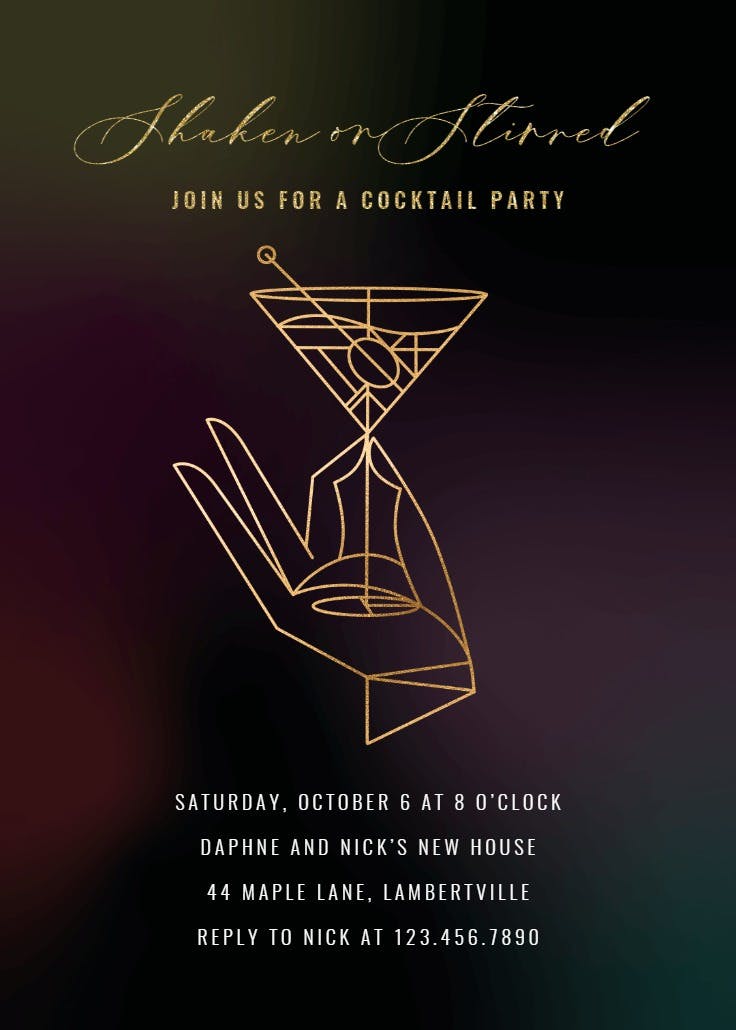 Shaken or stirred - cocktail party invitation